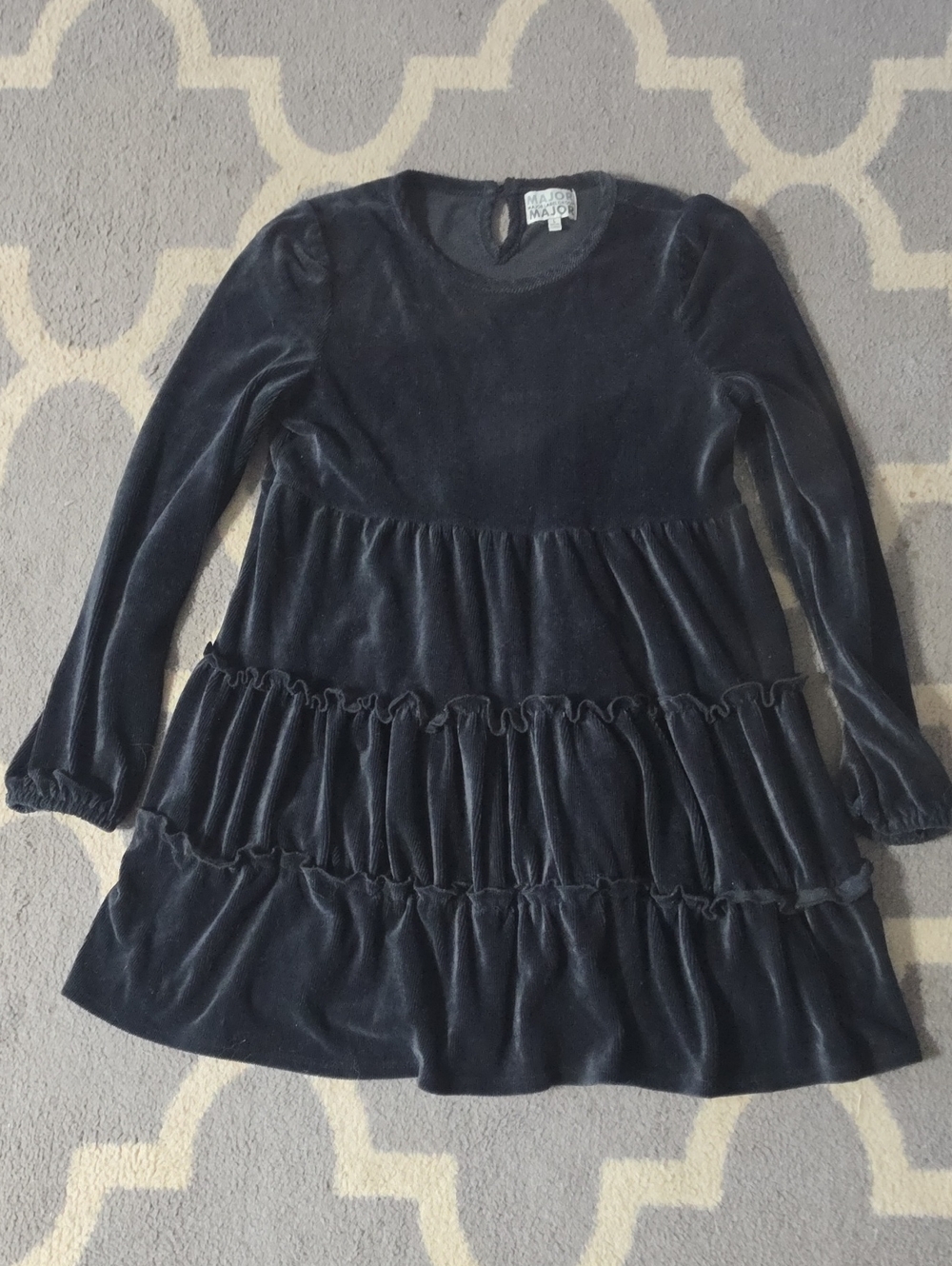 Child's Velvet Tiered Long-Sleeve Dress